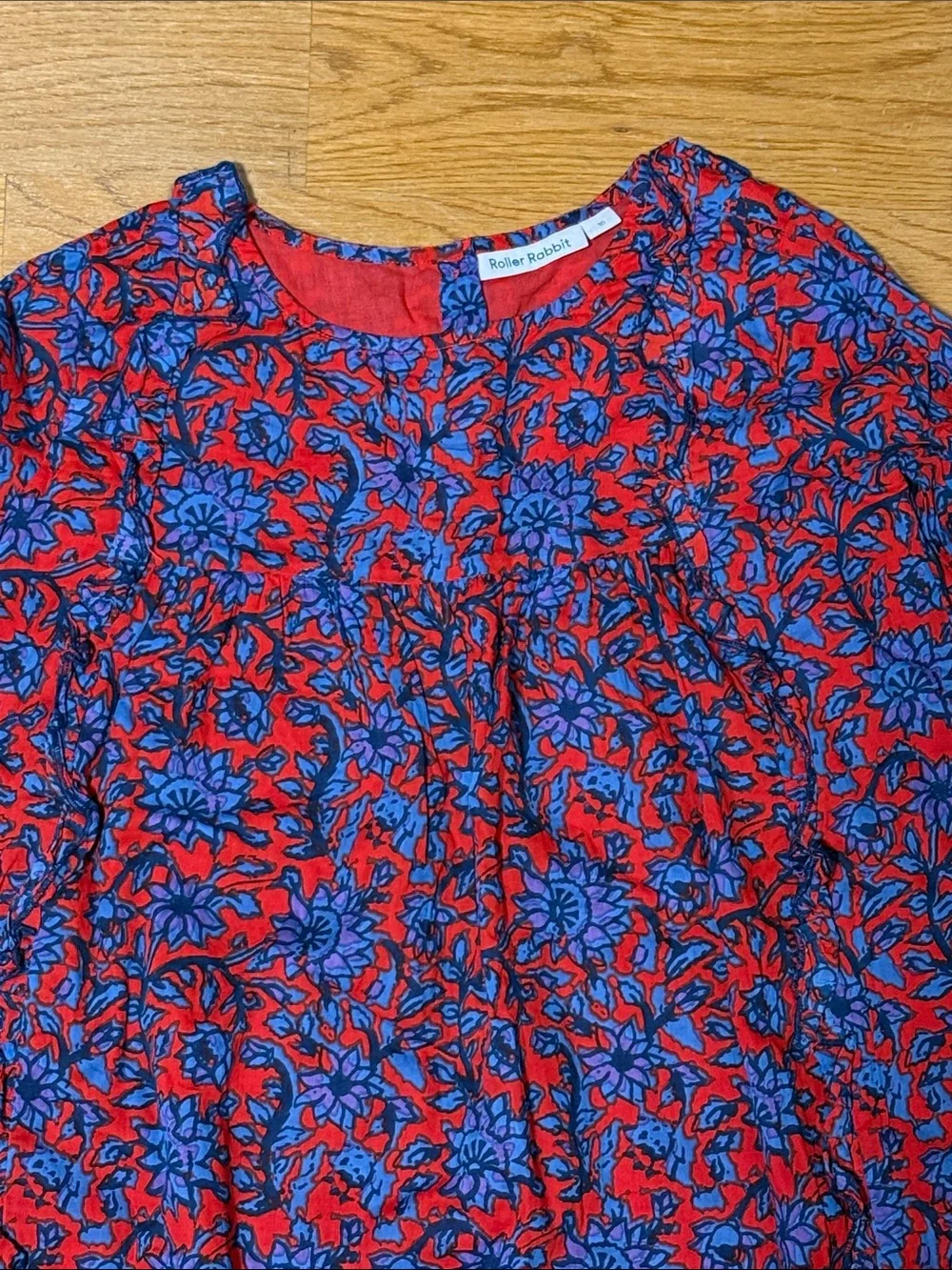 BNWOT - Roller Rabbit - Red and Blue Floral Long-Sleeve Dress size 10